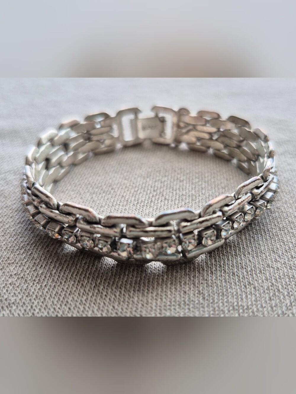 J. Crew Silver-Tone Crystal Link Bracelet
